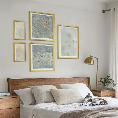 Framed photo set Pastel watercolor paint textures
