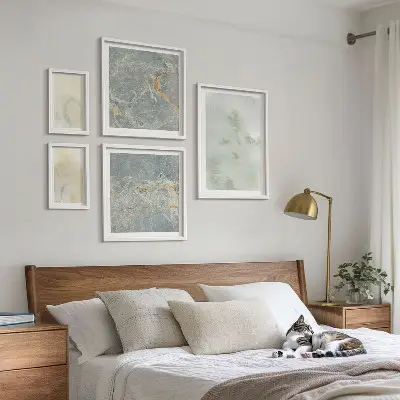 Pastel watercolor paint textures framed photo set