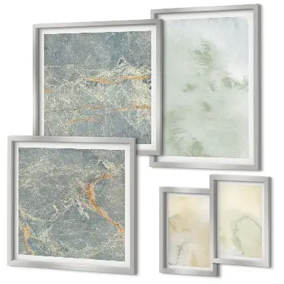 Framed photo set Pastel watercolor paint textures