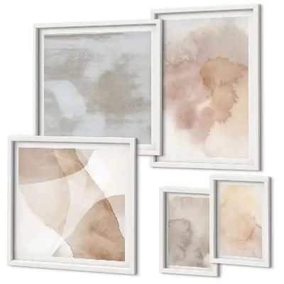 Set of 5 wall art pieces Warm watercolor pastel textures