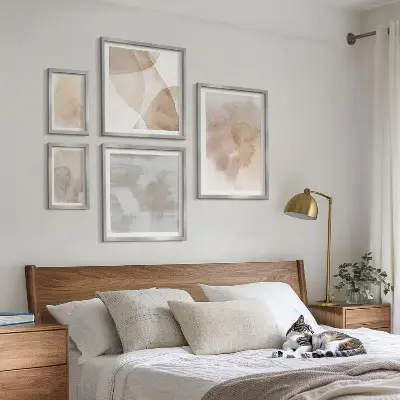 Warm watercolor pastel textures wall art set of 5 pieces