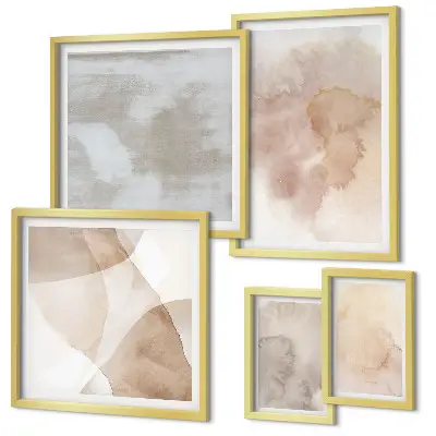 Set of 5 wall art pieces Warm watercolor pastel textures
