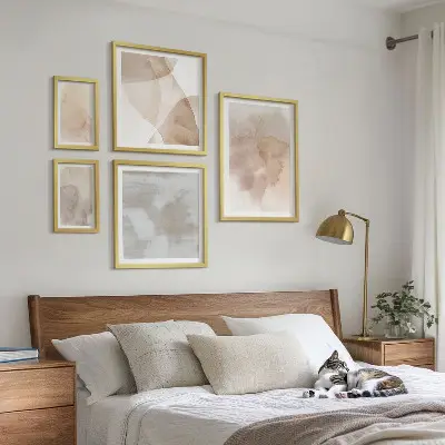 Set of 5 wall art pieces Warm watercolor pastel textures