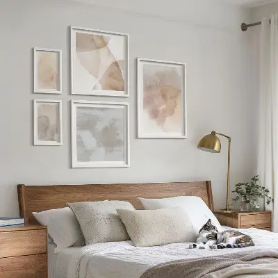 Warm watercolor pastel textures wall art set of 5 pieces