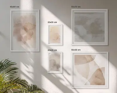 Set of 5 wall art pieces Warm watercolor pastel textures