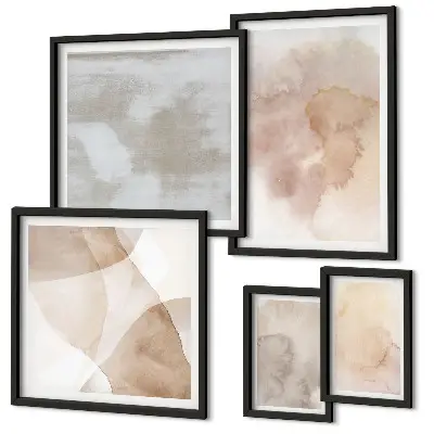 Warm watercolor pastel textures wall art set of 5 pieces