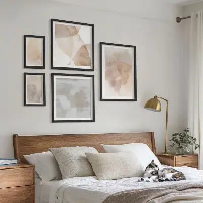 Warm watercolor pastel textures wall art set of 5 pieces