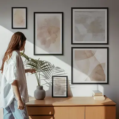 Set of 5 wall art pieces Warm watercolor pastel textures