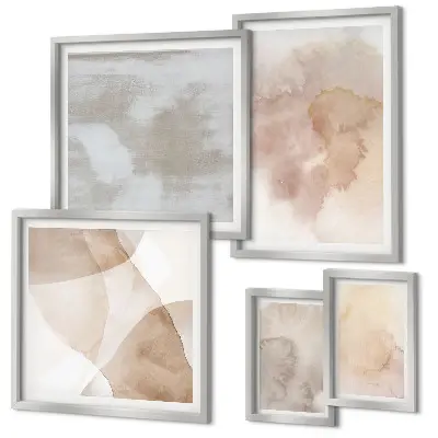 Warm watercolor pastel textures wall art set of 5 pieces