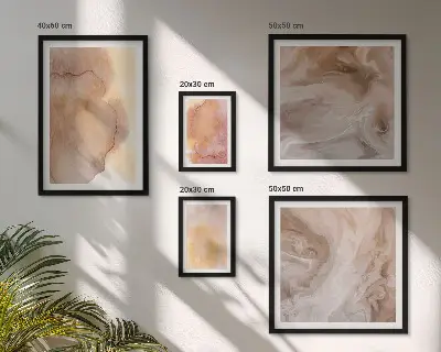 Gallery wall with warm watercolor colorful textures
