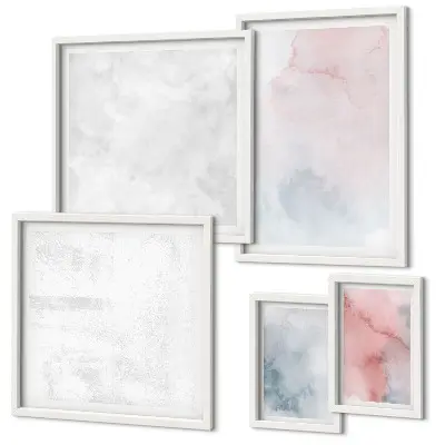 Framed photo set Pastel watercolor textures