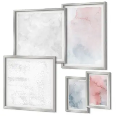 Framed photo set Pastel watercolor textures