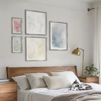 Set of 5 wall art pieces Pastel watercolors on canvas