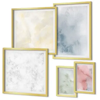 Pastel watercolor canvas wall art set of 5 pieces