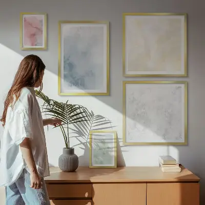 Set of 5 wall art pieces Pastel watercolors on canvas