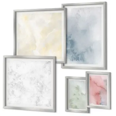 Pastel watercolor canvas wall art set of 5 pieces