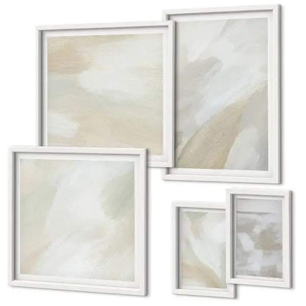 Abstract brush paint wall art set of 5 pieces