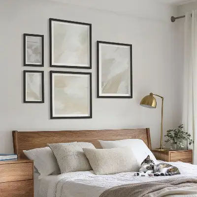 Set of 5 wall art pieces Abstract paint with a brush