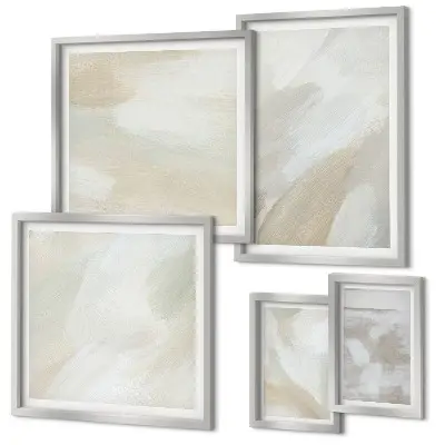 Abstract brush paint wall art set of 5 pieces