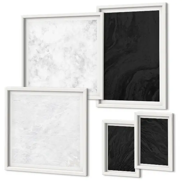 Set of 5 wall art pieces Dark light glamorous marbles