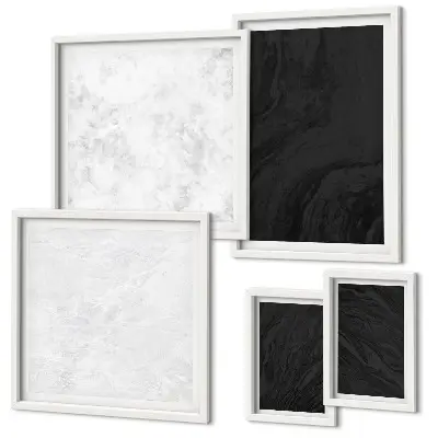 Set of 5 wall art pieces Dark light glamorous marbles
