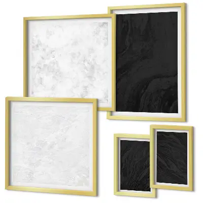 Set of 5 wall art pieces Dark light glamorous marbles