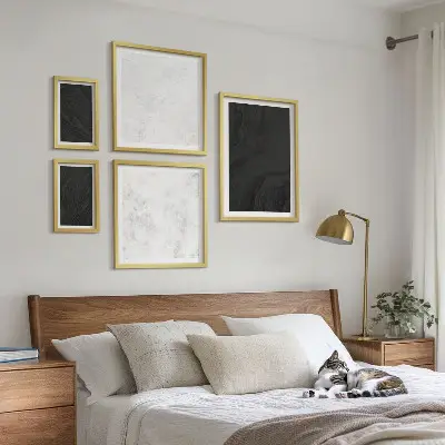 Dark light glamorous marble wall art set set of 5 pieces
