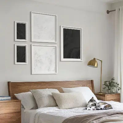 Set of 5 wall art pieces Dark light glamorous marbles