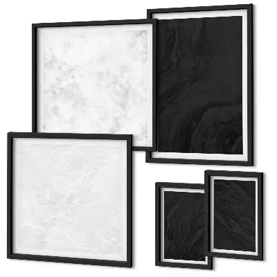 Set of 5 wall art pieces Dark light glamorous marbles