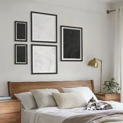 Set of 5 wall art pieces Dark light glamorous marbles