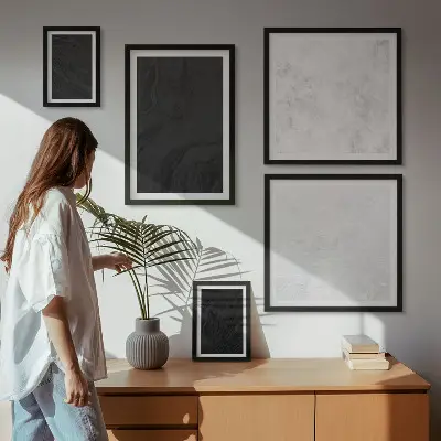 Set of 5 wall art pieces Dark light glamorous marbles