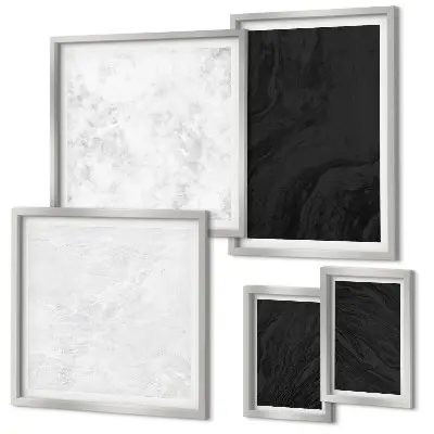 Set of 5 wall art pieces Dark light glamorous marbles