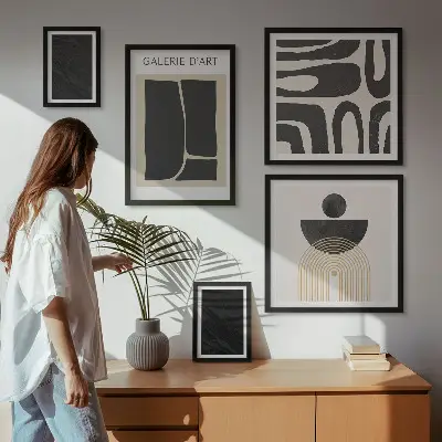 Abstract marble forms framed photo set 
