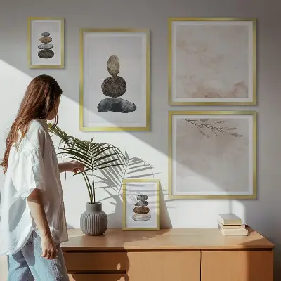 Gallery wall Stacks of stones boho painting