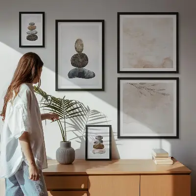 Gallery wall Stacks of stones boho painting