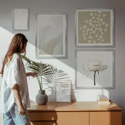 Gallery wall art set fashionable boho flower textures