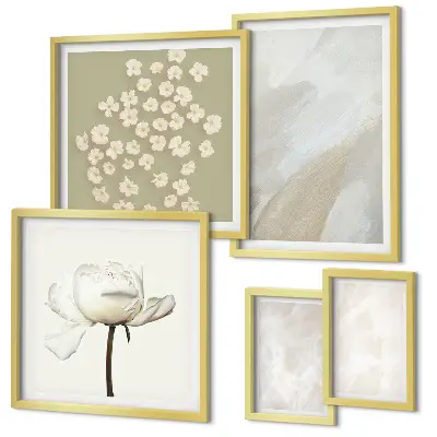 Gallery wall art set fashionable boho flower textures
