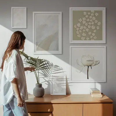 Gallery wall art set fashionable boho flower textures