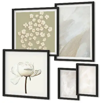 Gallery wall art set fashionable boho flower textures
