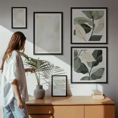 Framed photo set Bright paints abstract boho