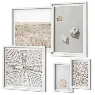 Set of 5 wall art pieces Light boho sand textures