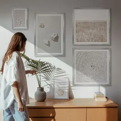 Set of 5 wall art pieces Light boho sand textures