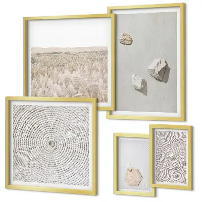 Set of 5 wall art pieces Light boho sand textures