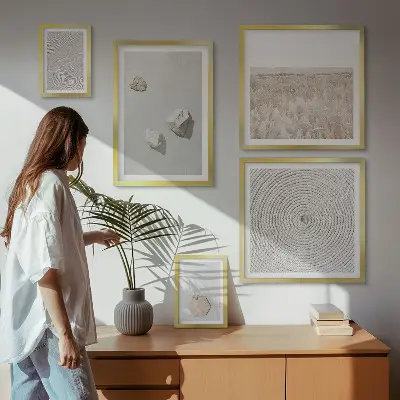 Set of 5 wall art pieces Light boho sand textures