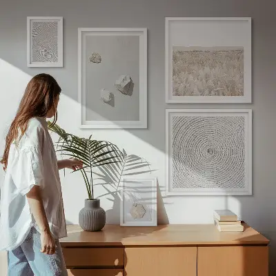Light boho sand textures wall art set of 5 pieces