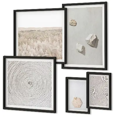 Light boho sand textures wall art set of 5 pieces
