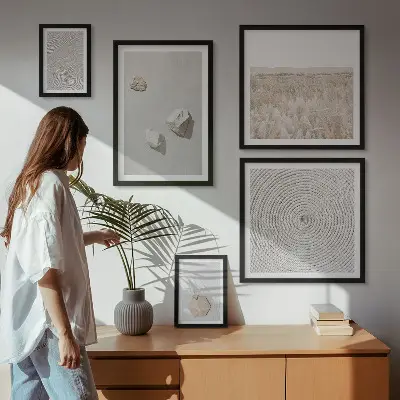 Set of 5 wall art pieces Light boho sand textures