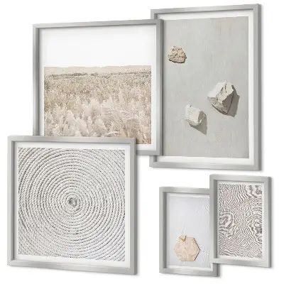 Set of 5 wall art pieces Light boho sand textures