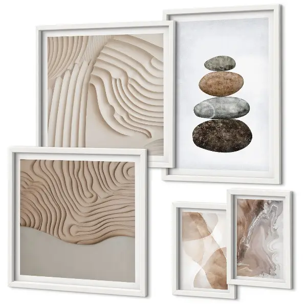 Abstract pastel shapes framed photo set
