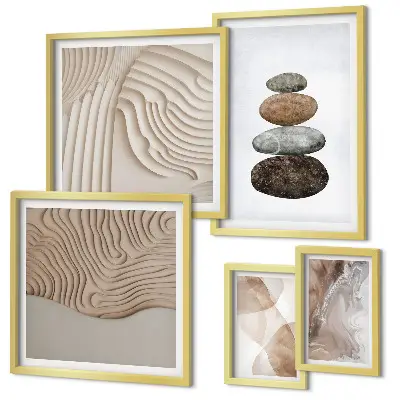 Framed photo set Abstract pastel shapes